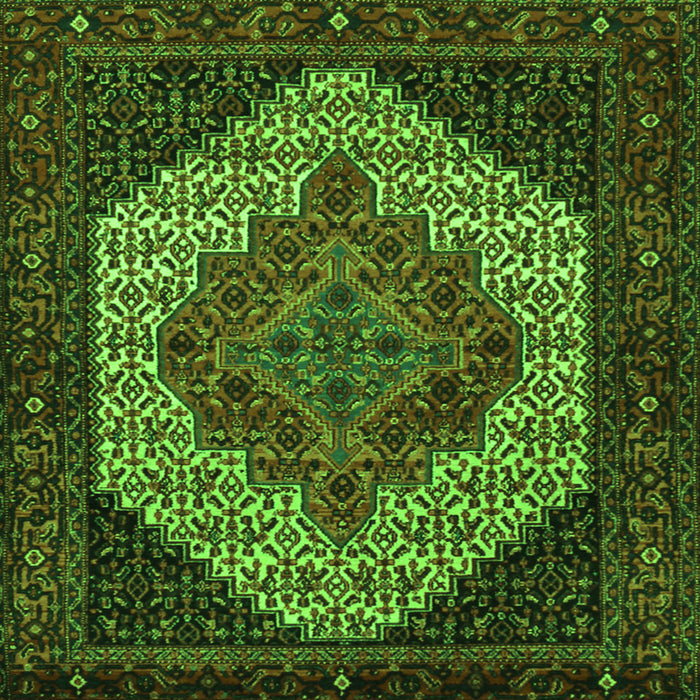Round Machine Washable Persian Green Traditional Area Rugs, wshtr2234grn