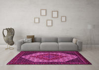 Machine Washable Persian Pink Traditional Rug, wshtr2234pnk