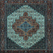 Square Machine Washable Persian Light Blue Traditional Rug, wshtr2234lblu