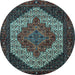 Round Machine Washable Persian Light Blue Traditional Rug, wshtr2234lblu