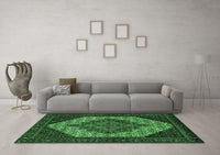 Machine Washable Persian Emerald Green Traditional Rug, wshtr2234emgrn