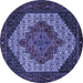 Round Machine Washable Persian Blue Traditional Rug, wshtr2234blu