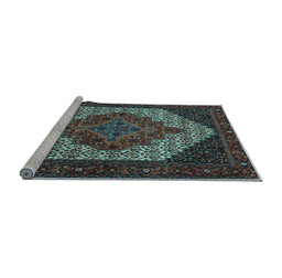 Sideview of Machine Washable Persian Light Blue Traditional Rug, wshtr2234lblu