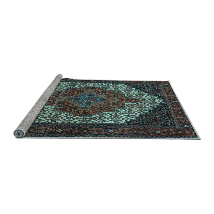 Sideview of Machine Washable Persian Light Blue Traditional Rug, wshtr2234lblu