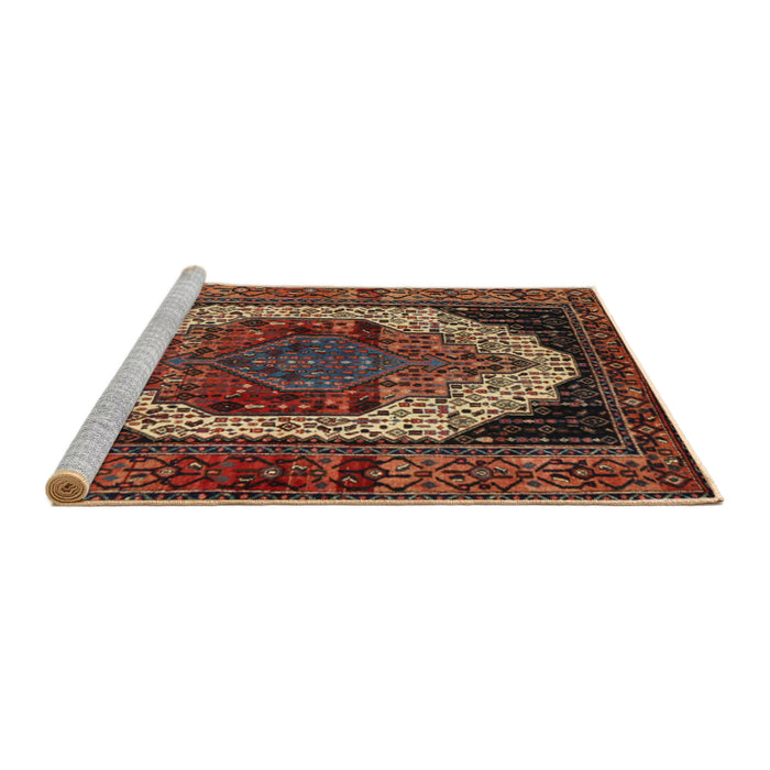 Sideview of Machine Washable Traditional Gold Brown Rug, wshtr2235