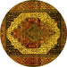 Round Persian Yellow Traditional Rug, tr2235yw