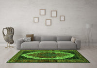 Machine Washable Persian Green Traditional Rug, wshtr2235grn