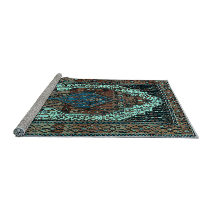 Sideview of Machine Washable Persian Light Blue Traditional Rug, wshtr2235lblu