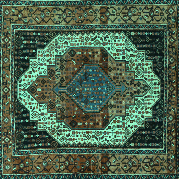 Square Persian Turquoise Traditional Rug, tr2235turq