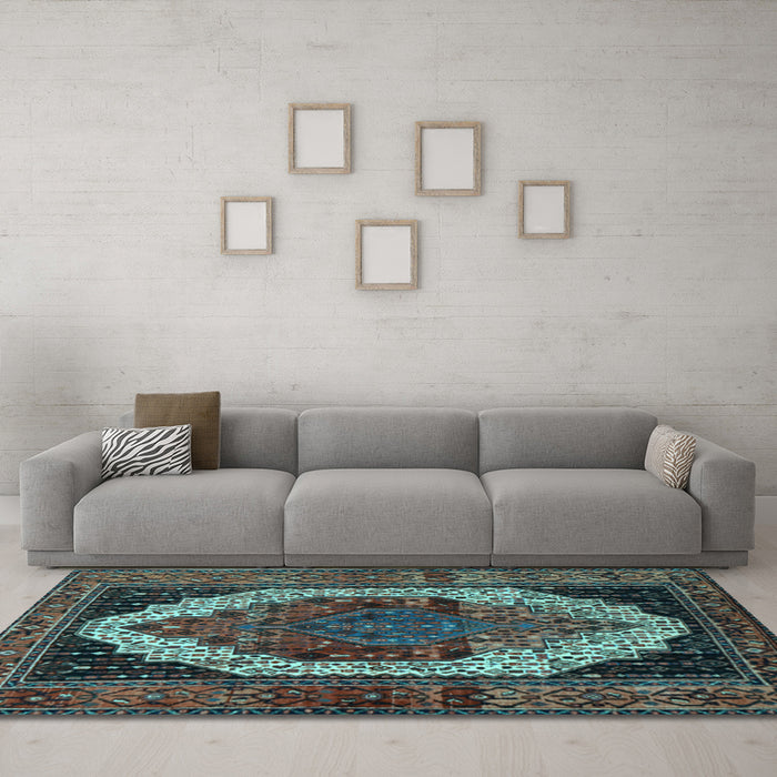 Machine Washable Persian Light Blue Traditional Rug in a Living Room, wshtr2235lblu