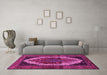 Machine Washable Persian Pink Traditional Rug in a Living Room, wshtr2235pnk