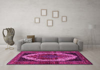 Machine Washable Persian Pink Traditional Rug, wshtr2235pnk