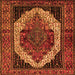 Round Machine Washable Persian Orange Traditional Area Rugs, wshtr2235org