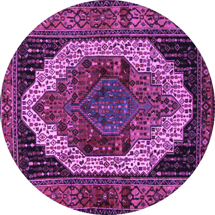 Round Machine Washable Persian Purple Traditional Area Rugs, wshtr2235pur