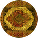 Round Machine Washable Persian Yellow Traditional Rug, wshtr2235yw