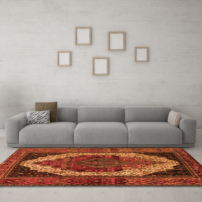 Machine Washable Persian Orange Traditional Area Rugs in a Living Room, wshtr2235org