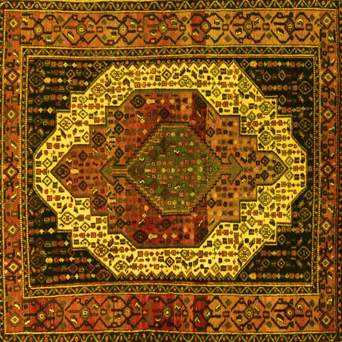 Square Machine Washable Persian Yellow Traditional Rug, wshtr2235yw