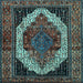 Square Machine Washable Persian Light Blue Traditional Rug, wshtr2235lblu