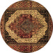 Round Machine Washable Persian Brown Traditional Rug, wshtr2235brn