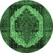 Round Persian Emerald Green Traditional Rug, tr2235emgrn