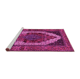 Sideview of Machine Washable Persian Pink Traditional Rug, wshtr2235pnk