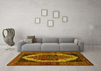 Machine Washable Persian Yellow Traditional Rug, wshtr2235yw