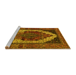 Sideview of Machine Washable Persian Yellow Traditional Rug, wshtr2235yw