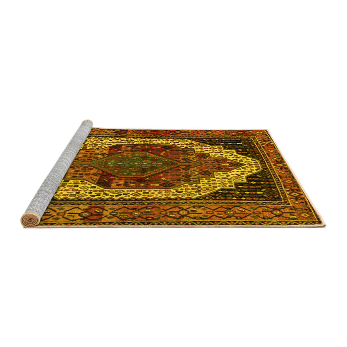 Sideview of Machine Washable Persian Yellow Traditional Rug, wshtr2235yw