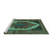 Sideview of Machine Washable Persian Turquoise Traditional Area Rugs, wshtr2235turq