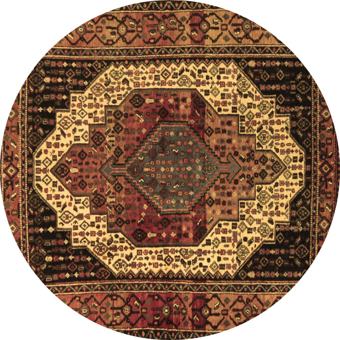 Round Persian Brown Traditional Rug, tr2235brn