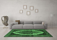 Machine Washable Persian Emerald Green Traditional Rug, wshtr2235emgrn