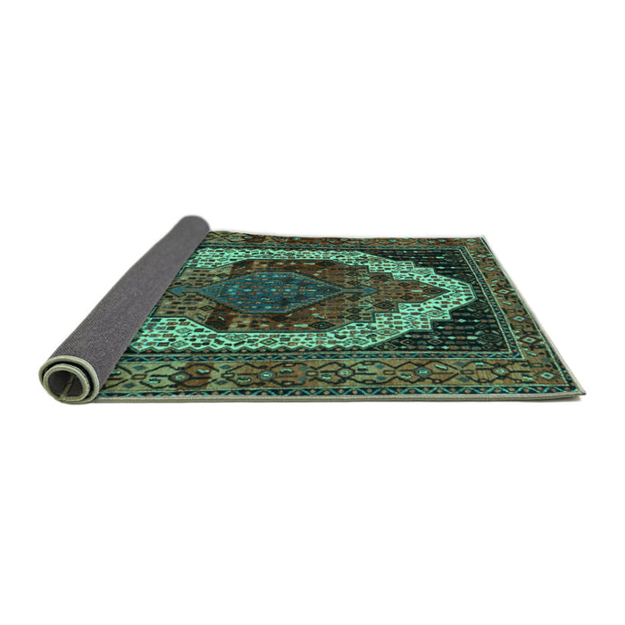 Sideview of Persian Turquoise Traditional Rug, tr2235turq