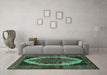 Machine Washable Persian Turquoise Traditional Area Rugs in a Living Room,, wshtr2235turq