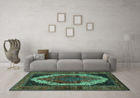 Machine Washable Persian Turquoise Traditional Rug, wshtr2235turq