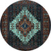 Round Persian Light Blue Traditional Rug, tr2236lblu