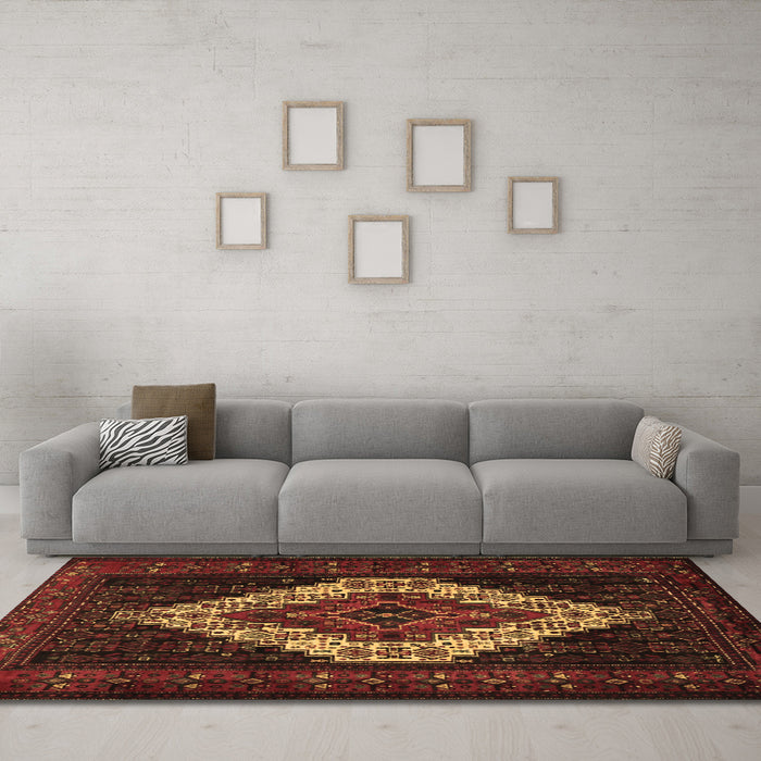 Machine Washable Persian Brown Traditional Rug in a Living Room,, wshtr2236brn