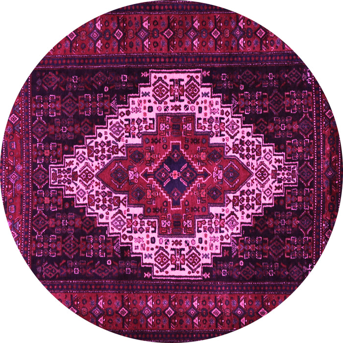 Round Machine Washable Persian Pink Traditional Rug, wshtr2236pnk