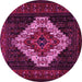 Round Machine Washable Persian Pink Traditional Rug, wshtr2236pnk