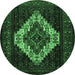 Round Persian Emerald Green Traditional Rug, tr2236emgrn