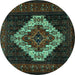 Round Persian Turquoise Traditional Rug, tr2236turq