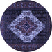 Round Machine Washable Persian Blue Traditional Rug, wshtr2236blu