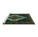 Sideview of Machine Washable Persian Turquoise Traditional Area Rugs, wshtr2236turq