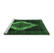 Sideview of Machine Washable Persian Emerald Green Traditional Area Rugs, wshtr2236emgrn