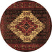 Round Machine Washable Persian Brown Traditional Rug, wshtr2236brn