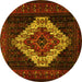 Round Machine Washable Persian Yellow Traditional Rug, wshtr2236yw