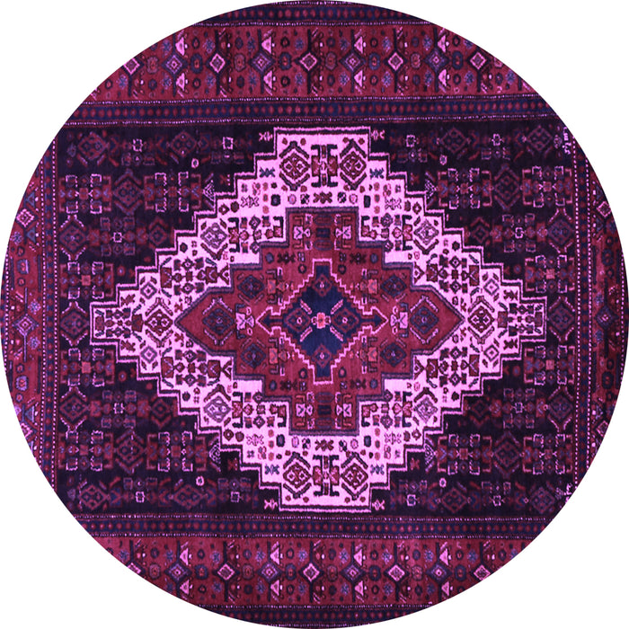 Round Machine Washable Persian Purple Traditional Area Rugs, wshtr2236pur