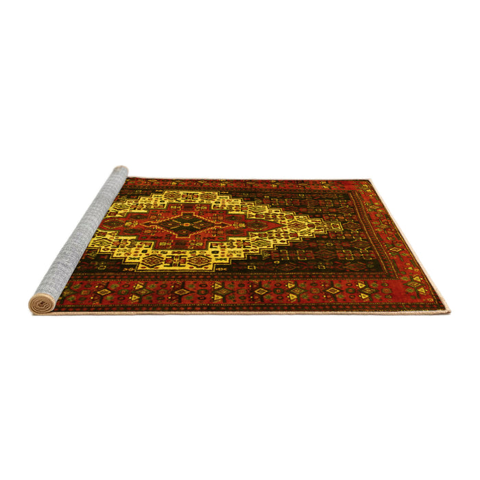 Sideview of Machine Washable Persian Yellow Traditional Rug, wshtr2236yw