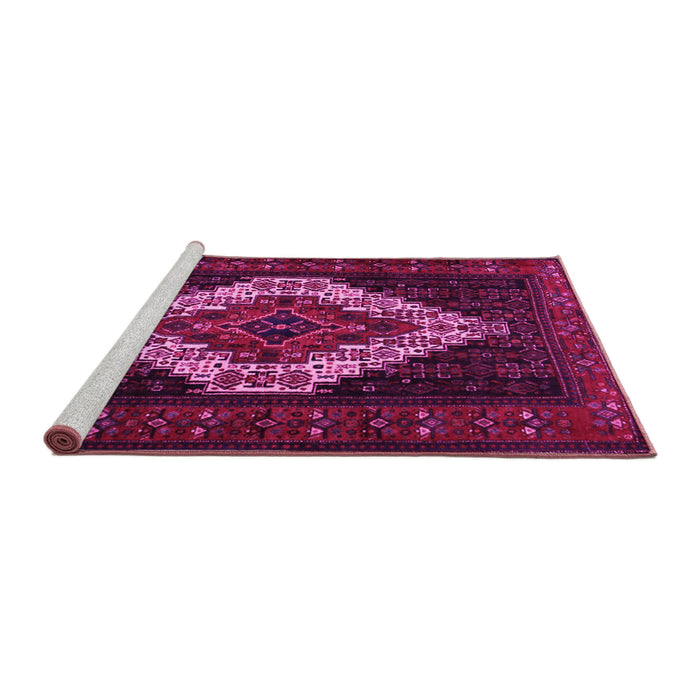 Sideview of Machine Washable Persian Pink Traditional Rug, wshtr2236pnk