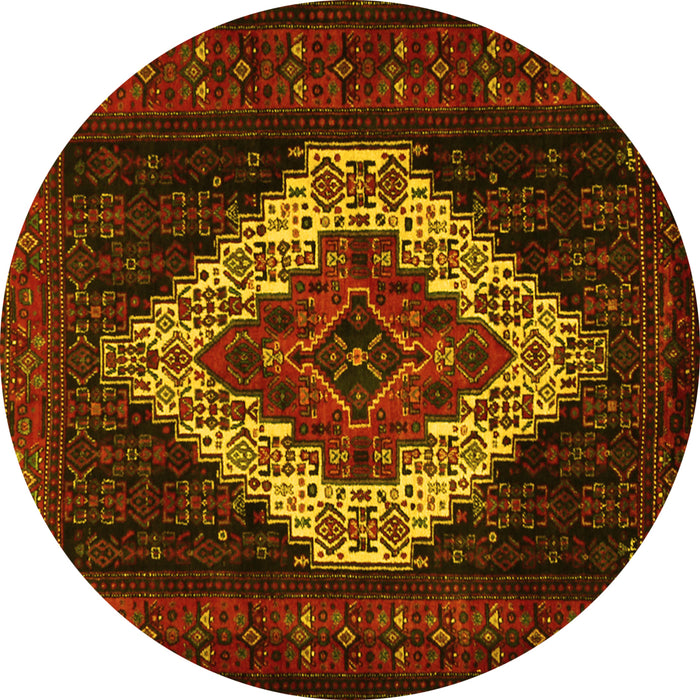 Round Persian Yellow Traditional Rug, tr2236yw