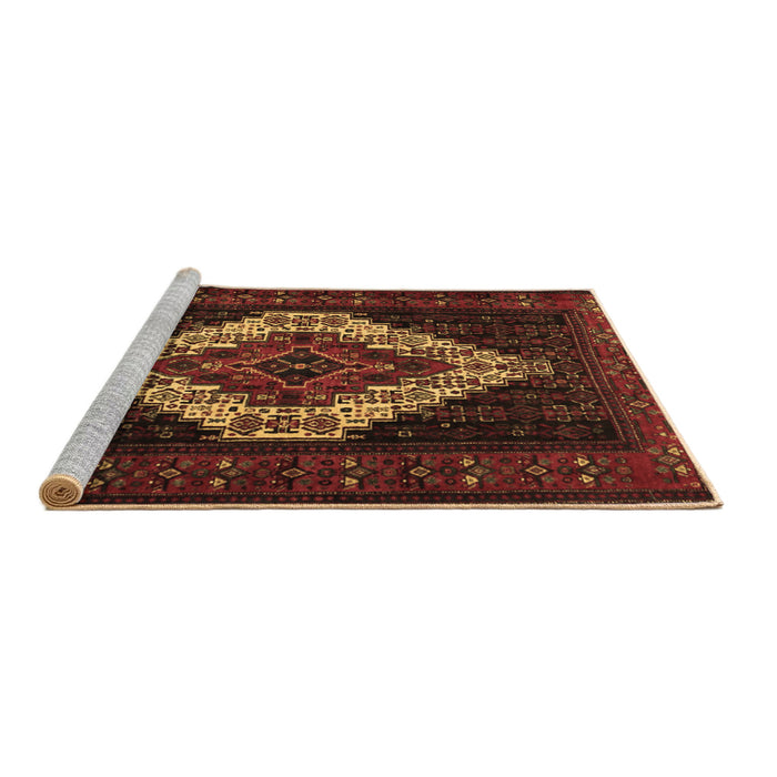 Sideview of Machine Washable Persian Brown Traditional Rug, wshtr2236brn